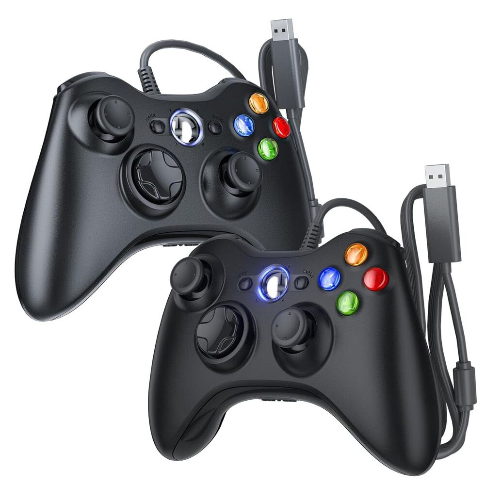 2 Pack Wired Xbox 360 Controller Gamepad for 360 S E PC Windows 11 10 8 7